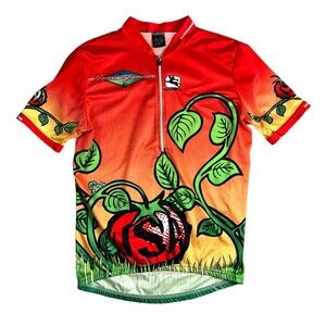 Giordana Men's Cycling Jersey Top  Size L  1/2 Zip Front Back Pockets Graphic Pt